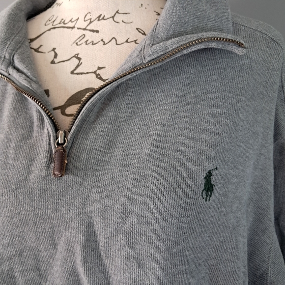 Polo Ralph Lauren Gray 1/4 Zip Pullover Polo Sweater, Men's XL - Picture 3 of 5